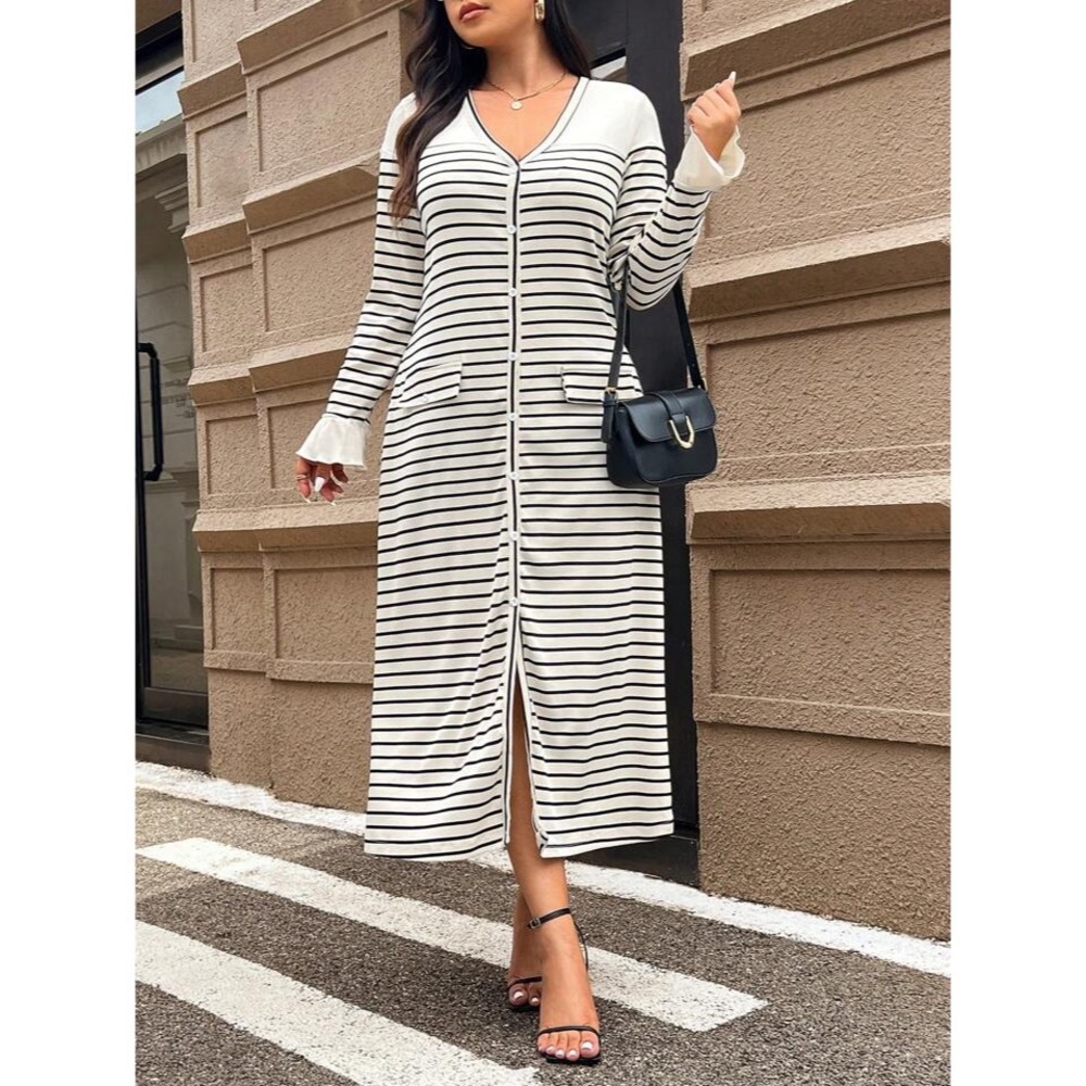 SHEIN / Frenchy Striped Black and White Dress L